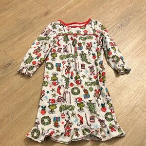 Grinch Kids Pajamas Nightgown - White with Red Accents